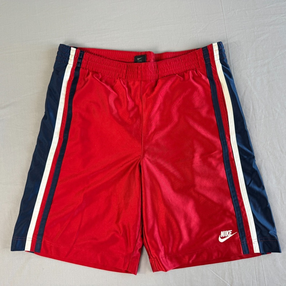VINTAGE Y2K Nike Basketball Shorts Mens Size‎ Medium Red Stripped DrawString